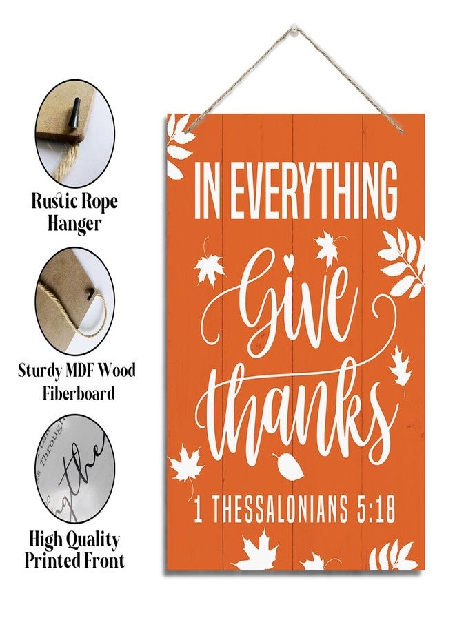 XQLSR Thanksgiving Decor, Fall Decoration, Rustic Hanging Wood Plaque Sign, Christian Home Decor, Autumn Door Sign, Bible Verse Wall Sign, 1 Thessalonians 5:18 - In Everything Give Thanks Sign - Image 3